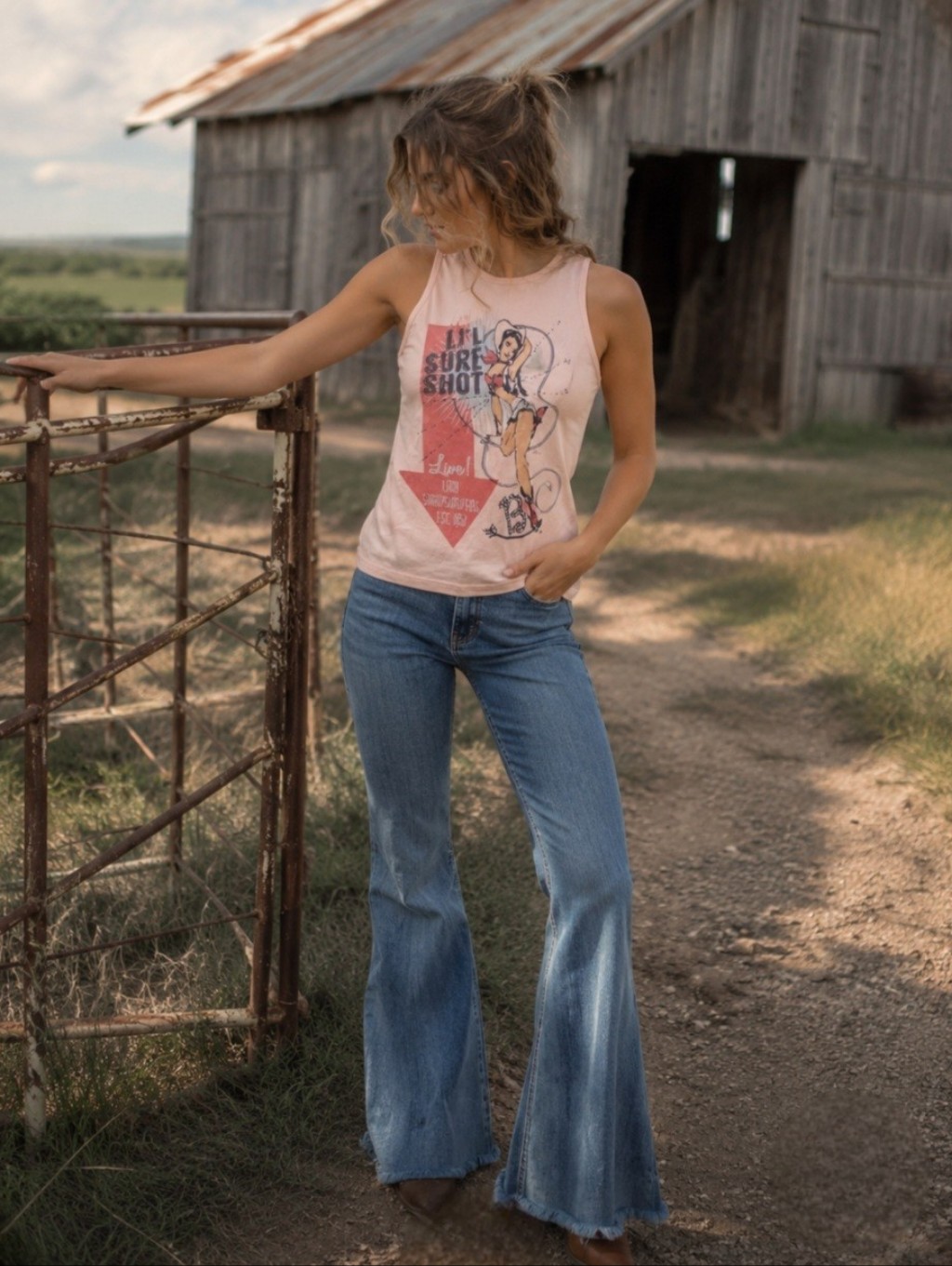 New Lil Sure Shot Lady Sharpshooters Tank Top 13 Original Cowgirl Clothing Co.